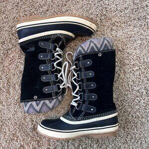 Sorel Black and Tan Winter Rain Boots
